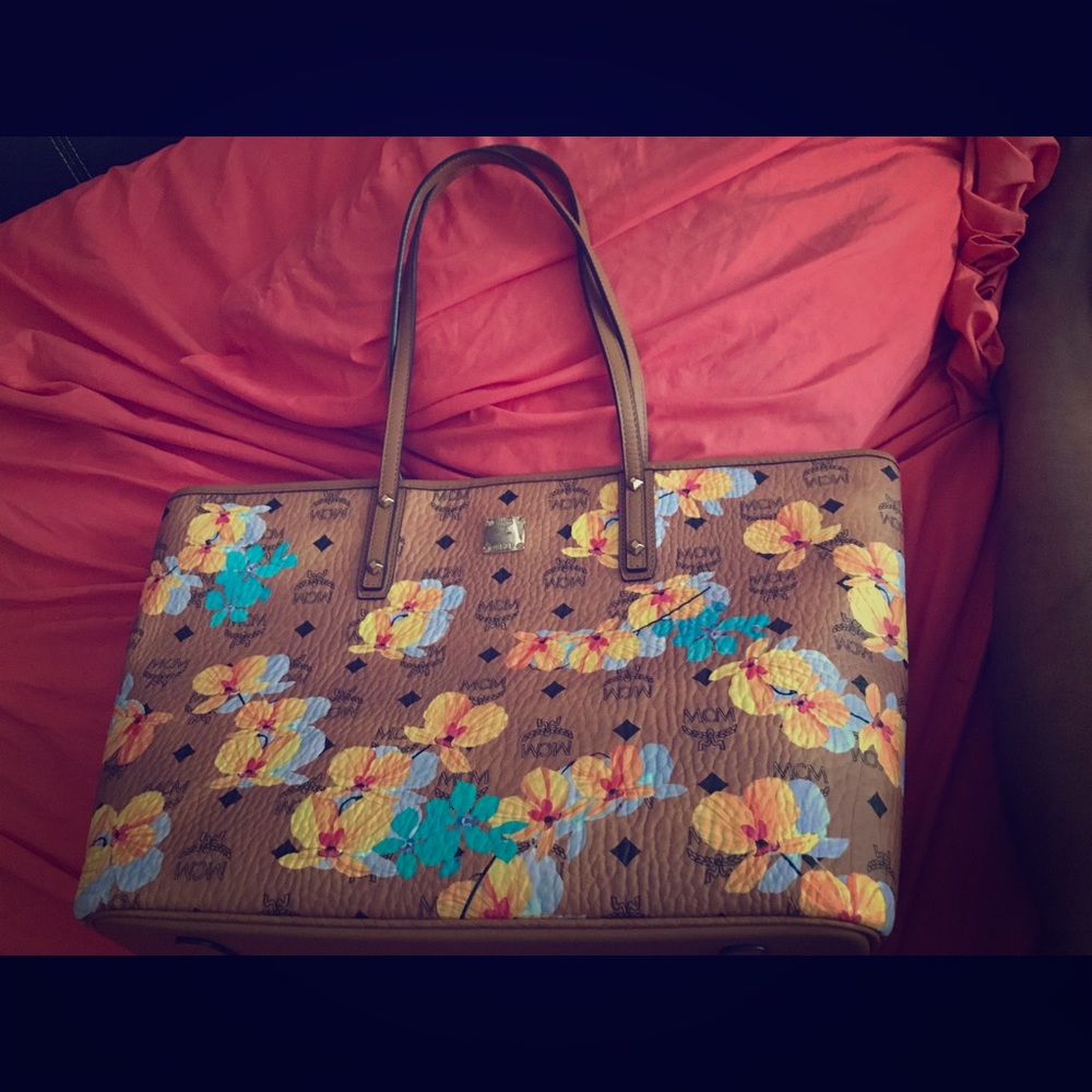 MCM floral limited edition tote and wristlet